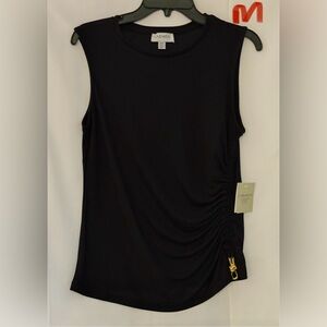 Carmen Marc Valvo Black Tank Top with Gold Accent